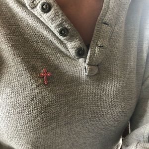 Avon Pink Rhinestone Cross Pin